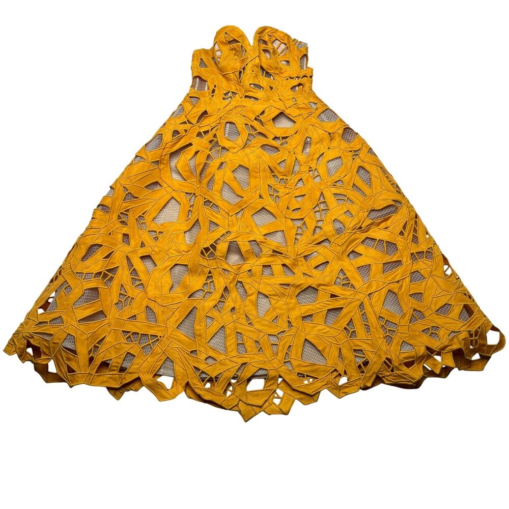 Oscar de la Renta Cutout Bow Faille Cockatail Dress Fall 2021 Size 2 - Picture 2 of 16